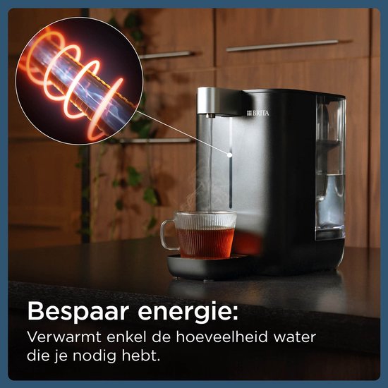 Distributeur d'eau et machine à thé BRITA Cube pour la maison - Noir - Préparez un thé parfait grâce à différents réglages de température et de volume - Technologie UV-C - Filtre Maxtra Pro Kalk Expert inclus