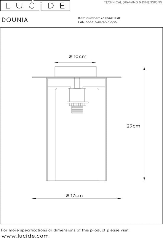 Plafonnier Lucide DOUNIA - Ø 17 cm - E27 - Noir