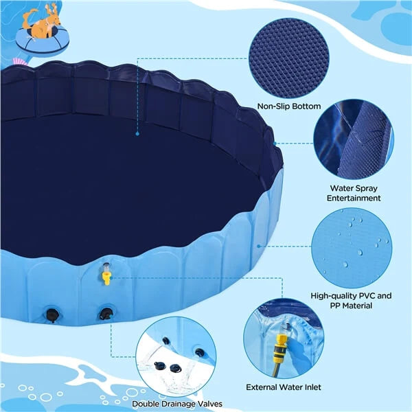 Piscine pliable pour chiens Yaheetech 100/120/140/160 x 30 cm – Baignoire antidérapante pour chiens
