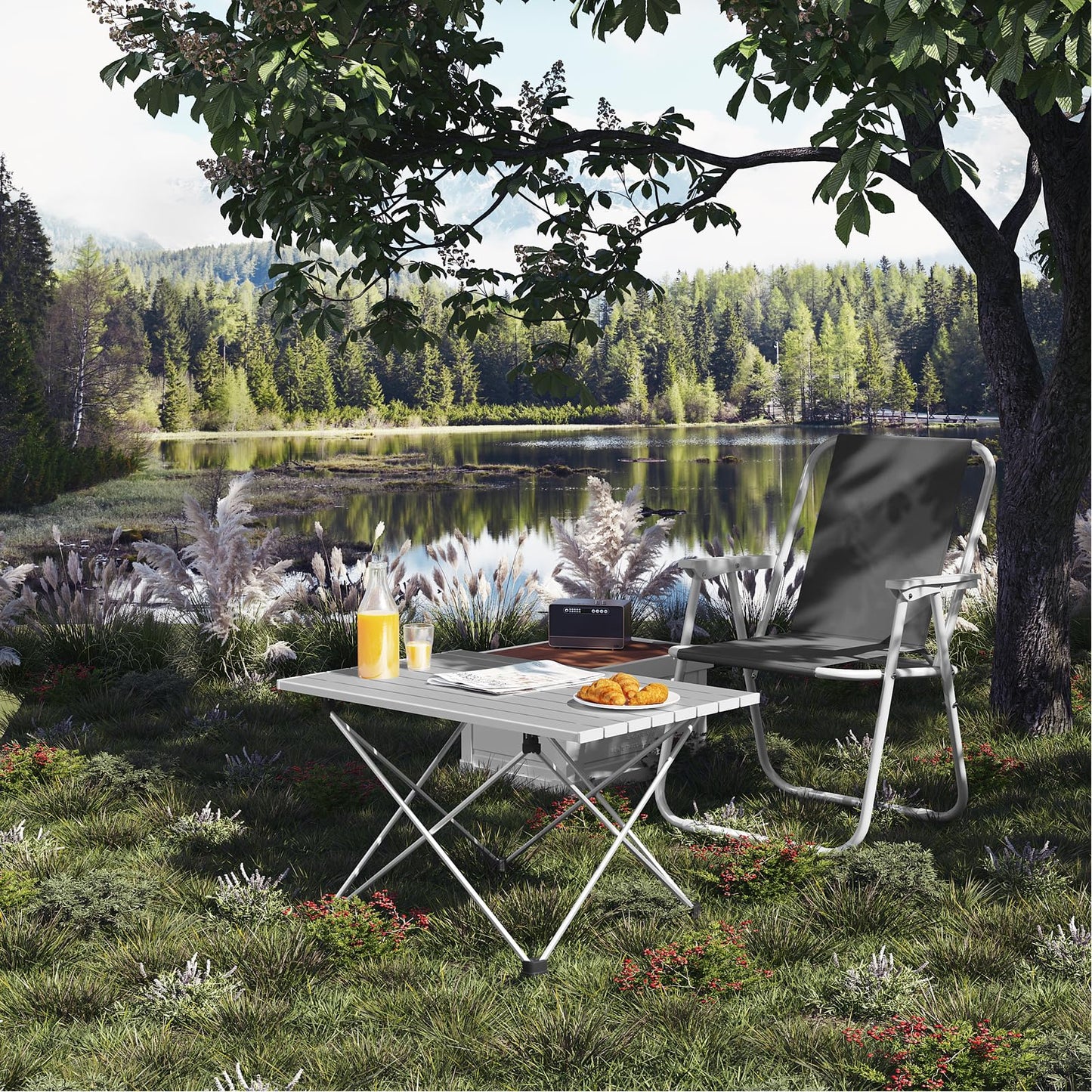 Table de camping en aluminium WOLTU - pliable - ultra-légère (1,7 kg) - 68 x 46 x 40 cm - argent`