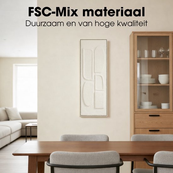 Mica Decorations Décoration murale - Panneau mural d'art abstrait 90 x 30 x 3 cm - Décoration d'intérieur pour le salon ou la chambre à coucher - Blanc cassé