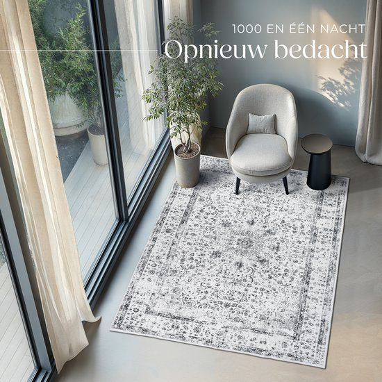 tectake - Tapis design vintage - tapis à poils ras - Aliya - 200cm x 274cm - gris