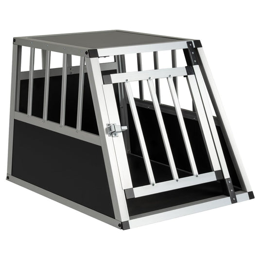 Cage de transport pour animaux Coast - porte verrouillable - cloison amovible - aluminium - 69,5 x 54 x 50,5 cm - argent et noir