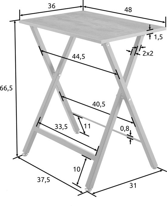 tectake® - Lot de 2 tables d'appoint Phoenix pliantes - brun clair - 404778