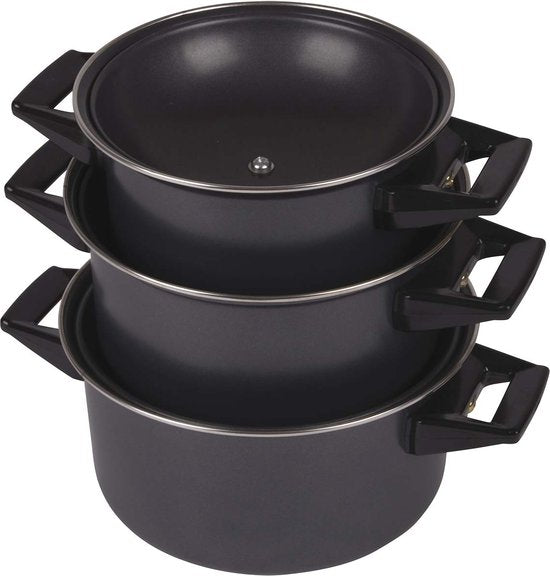 Bo-Camp - Batterie de cuisine - Rondo - 3 pièces - Acier au carbone