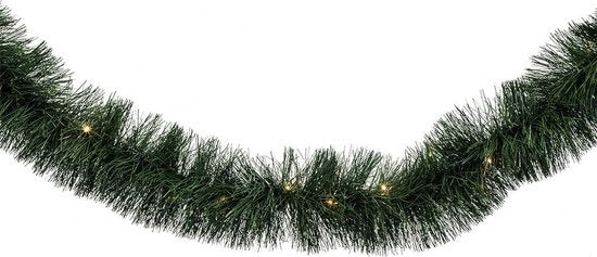 Guirlande verte avec 26 lumières Led - blanc chaud - guirlande de Noël -270 cm - fonctionne avec des piles