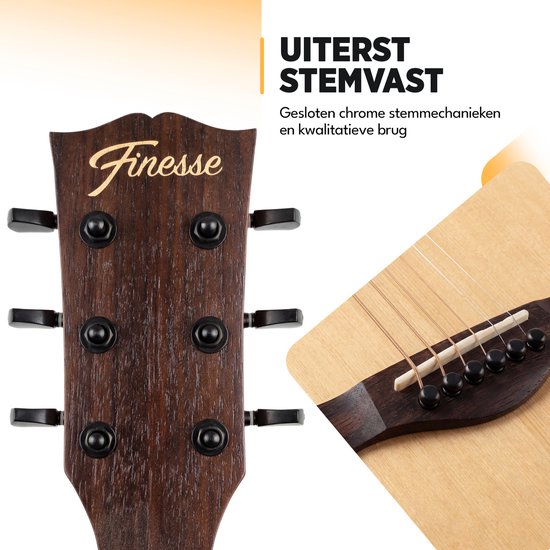 Guitare électro-acoustique Finesse avec amplificateur - avec cours vidéo - 4/4 41 pouces - Accessoires - Adultes - Enfants
