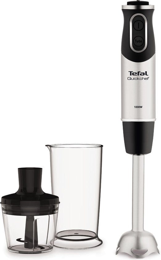 Tefal Quickchef HB6598 - Mixeur plongeant - Avec bol mixeur et hachoir - Performances puissantes - Argent/Noir - 1000 W