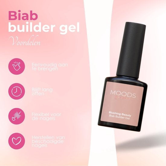 Moods Gellac BIAB Starter Pack - Nude Pink - Builder in a Bottle - Vernis à ongles BIAB - Comprend une lampe UV/LED, un bâton, une lime à ongles, un primer, une base et un top coat.