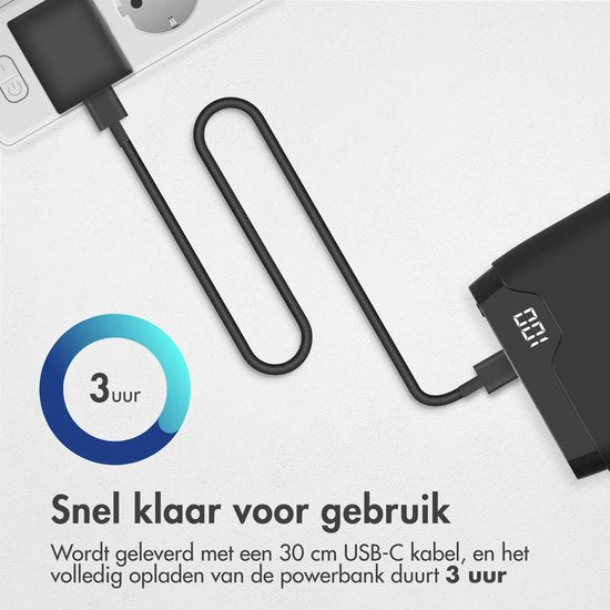 Batterie externe - imoshion® - 10000 mAh - Chargeur rapide 18W - Power Delivery - USB C & USB A - Convient à Apple iPhone et Samsung - Noir
