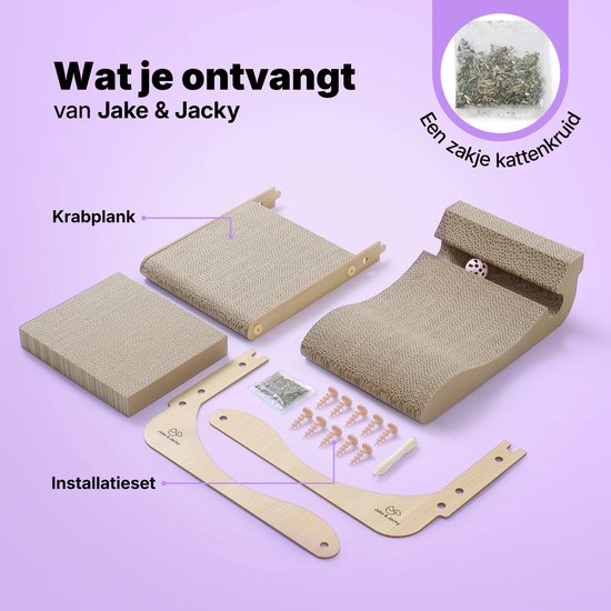 Jake and Jacky Scratchboard for Cats with Playball - Scratching Post Cardboard - Scratching Board - Scratching Basket - Scratching Furniture - Cardboard Scratching Mat - Cat Basket - Cat Bed - 60x26.4x40 cm