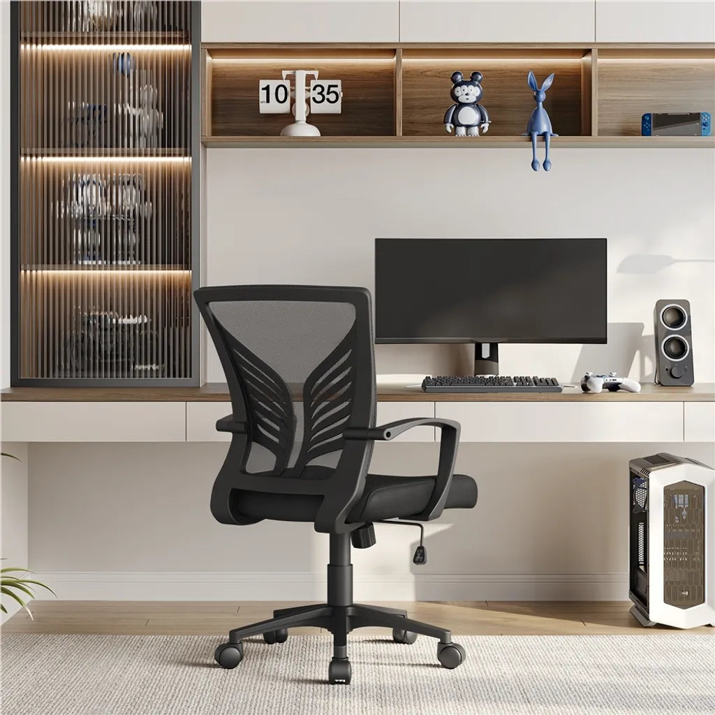 Yaheetech Siège de bureau - Ergonomique - Avec fonction bascule - Réglable - Pivotant - Noir