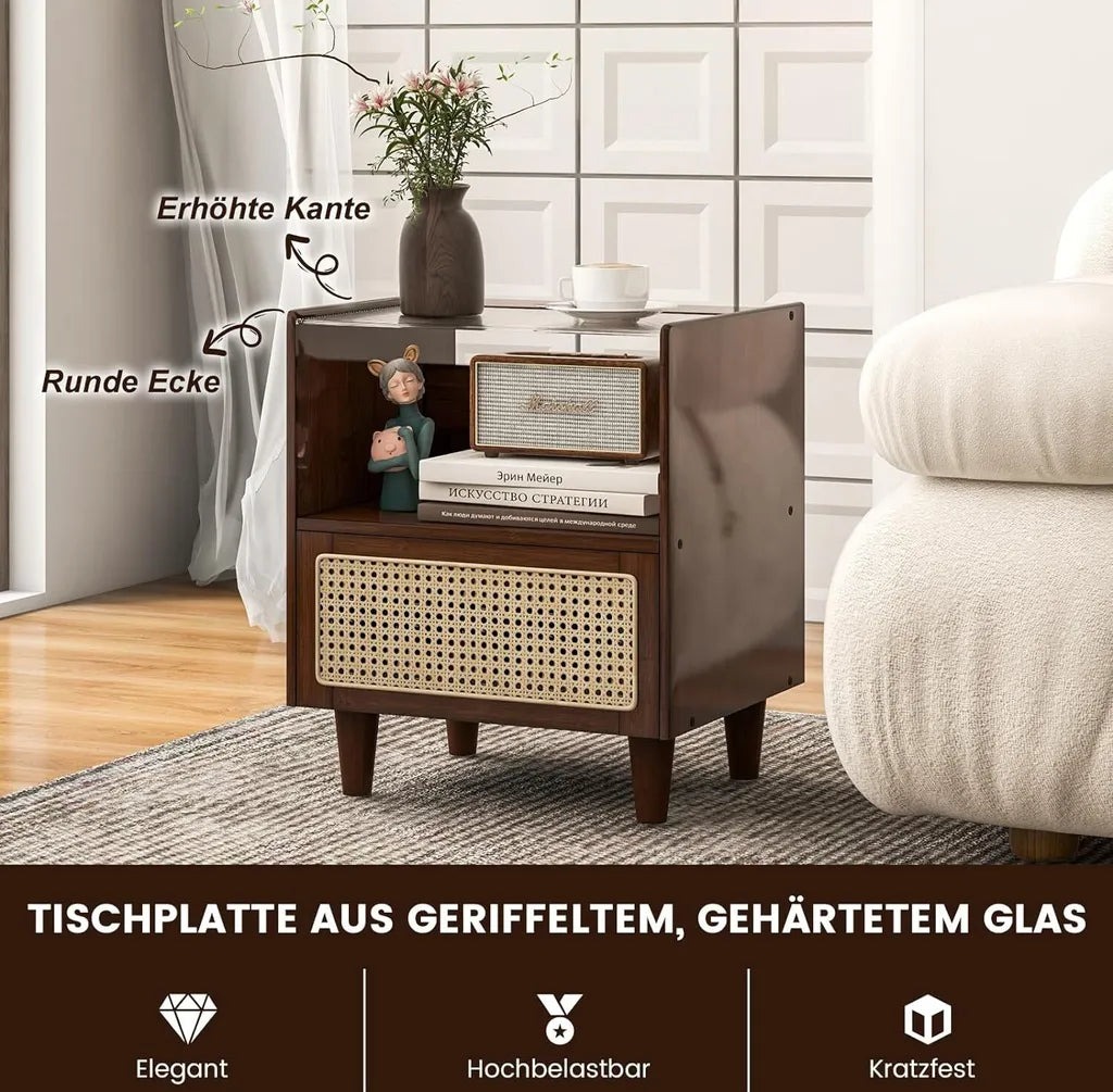 Tables de chevet Coast avec tiroir – Lot de 2 – 43 x 35 x 50 cm – Marron