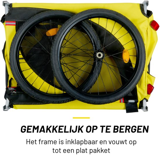 Dunlop Dog Bicycle Trailer - Remorque pour chiens jusqu'à 40 KG - Bagages pour remorque de vélo - Remorque de vélo avec réflecteurs et housse de pluie réglable - Remorque de vélo pour chiens - Remorque pour chiens - Jaune