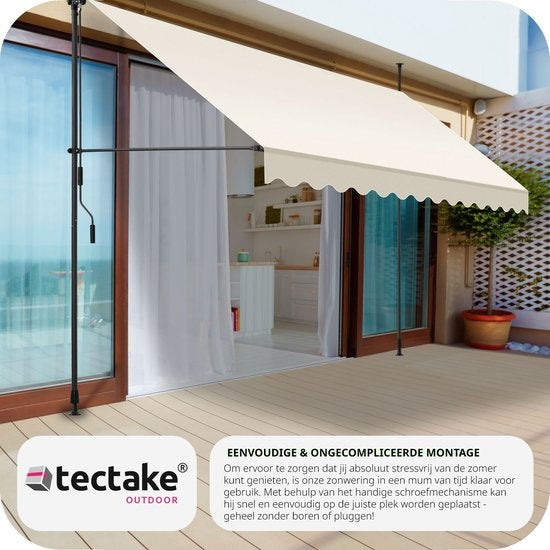 tectake - store à pinces - parasol - store - réglable - store à pinces - parasol balcon - 350 x 180 cm - beige - store - 404966