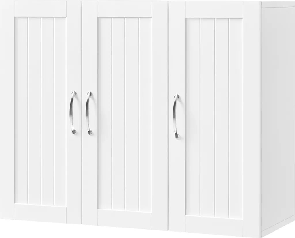 Armoire suspendue Yaheetech - 3 portes - Étagère réglable - 75 x 31 x 60 cm - Blanc