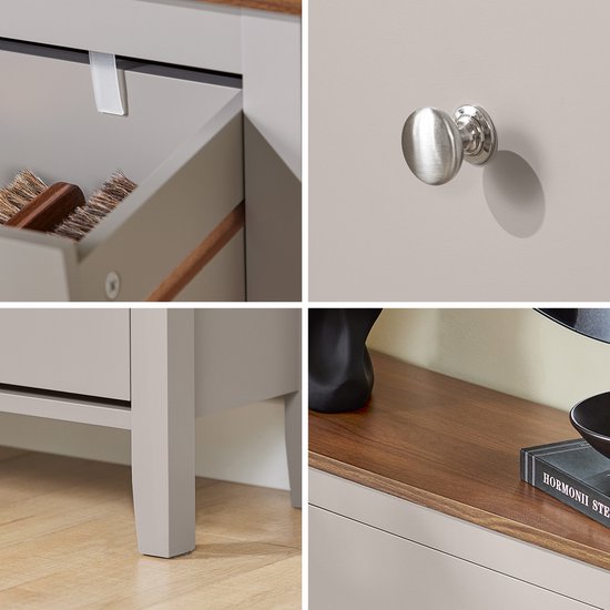 SoBuy FSR89-KA Armoire à chaussures avec 2 volets et un grand tiroir - Tiroir de rangement pour 12 paires de chaussures pour l'entrée, le couloir - Rangement pour chaussures marron clair, 80×25×108cm
