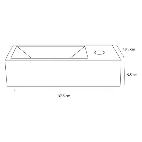 Ensemble de lavabo Differnz Helios - 37,5 x 18,5 x 9,5 cm - Rectangulaire - 1 trou pour robinet - Robinet droit doré mat - Pierre minérale marbrée