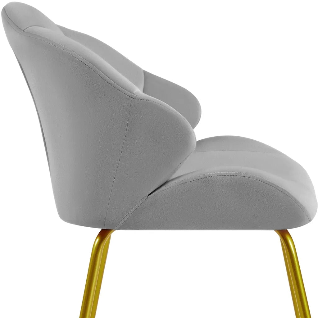 Chaise de salle à manger Yaheetech en forme de coquillage 56 x 57 x 78 cm - Gris clair - Chaise en velours avec pieds en métal