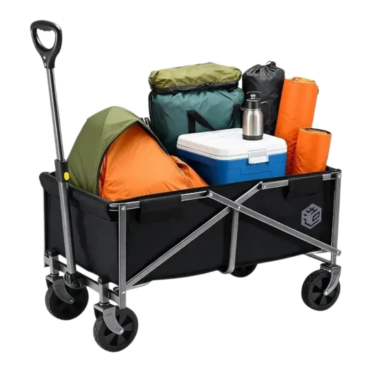 Chariot pliable Ochama 75 L - Noir - Capacité de charge de 100 kg - Roulettes pivotantes à 360° - Pliable