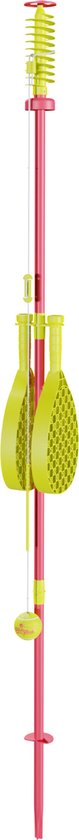 Swingball Classic - Bâton de tennis avec base toutes surfaces - avec support de raquette et piquet de terre - rouge/jaune