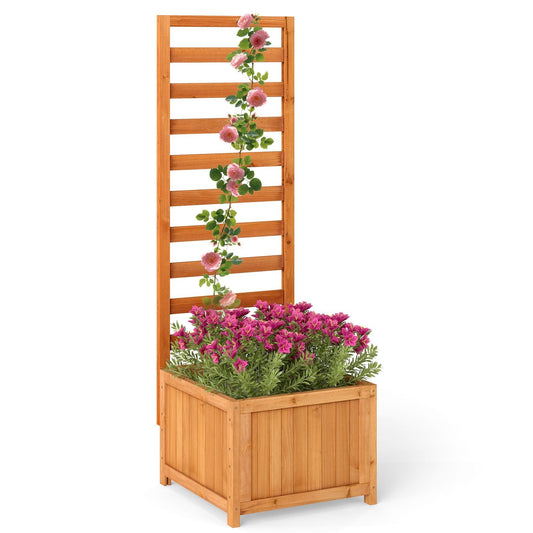 Jardinière surélevée en bois Coast avec treillis - Orange - 42,5 x 40,5 x 123 cm
