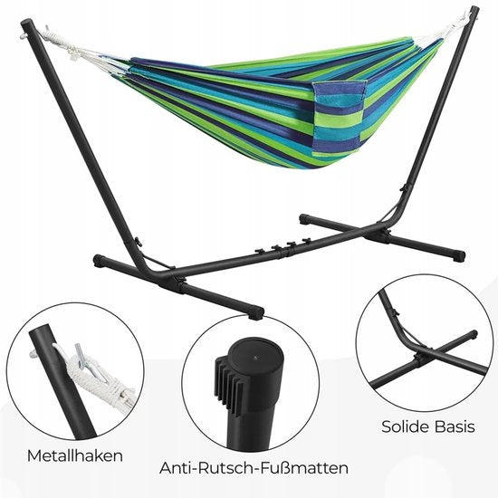 Yaheetech Hamac avec cadre multicolore pour 2-3 personnes, Max 205 kg