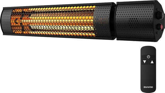Chauffage de terrasse Auronic - Électrique - 2000W - Télécommande - 2 niveaux - IP55 - Noir