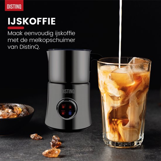 DistinQ® Milk Frother - Mousseur à lait électrique à induction avec affichage - Mousseur à lait électrique lavable au lave-vaisselle - Pour mousser et chauffer