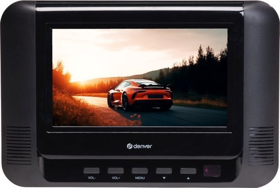 Lecteur DVD Portable Voiture - Denver - 7 pouces - 2 écrans - Sangles de fixation incl. - Noir