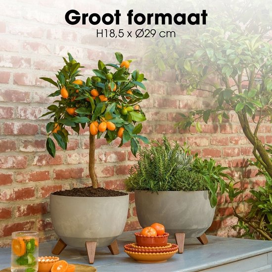 Jardinière sur pieds Doppio de Mica Decorations - 18,5 x Ø29 cm - Jardinières d'extérieur - Jardinières de balcon - Plastique recyclé - Gris