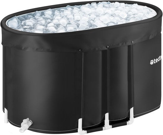 tectake® Baignoire de glace Espoo - Ice Bath - Baignoire avec siège - 105 x 70 x 66 cm - 375 litres - Baignoire de bain glacé pliable avec armature en aluminium et housse de protection - Triple isolation - Sac de transport et coussin d'eau inclus
