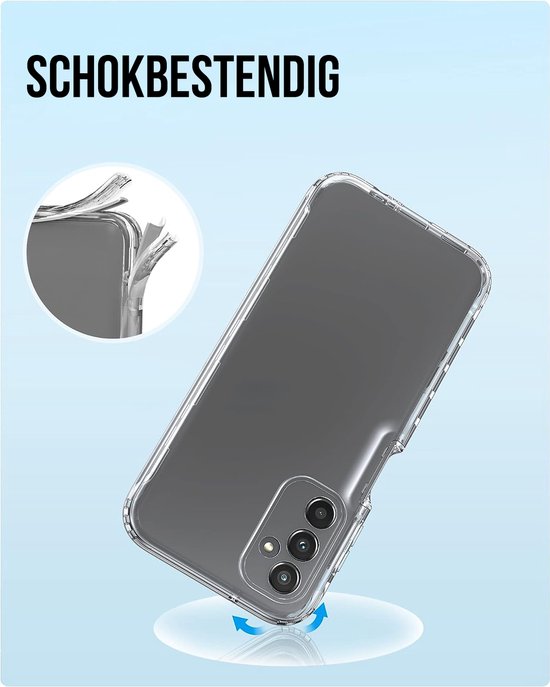 Coque Podec 2-en-1 avec protection d'écran, compatible avec le Samsung Galaxy A14 - Coque de téléphone transparente - Coque antichoc