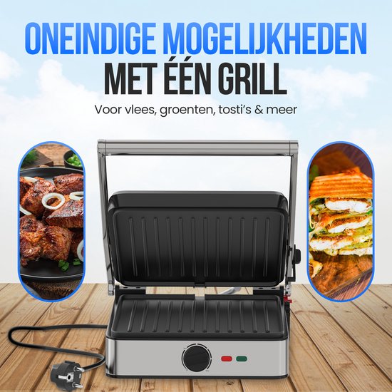 Strex Sandwich Device XL With Temperature Control - Contact Grill Large / Sandwich Iron / Toaster / Grill Device / Panini Grill - PFAS Free - 2200W