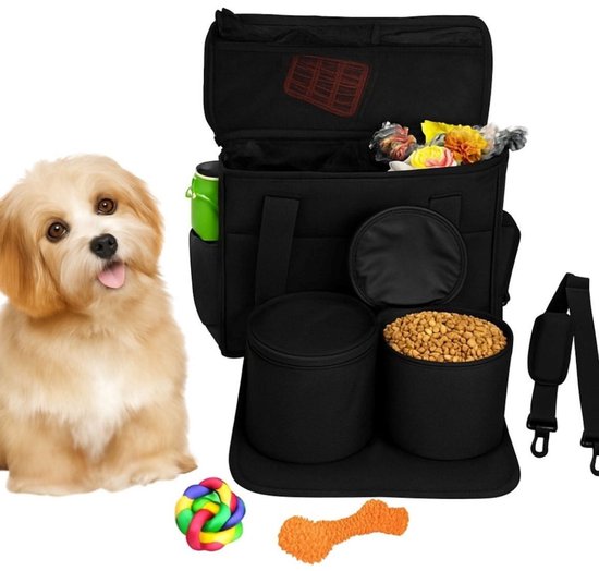 Sac de voyage pour chien – Sac pour chien avec compartiments à nourriture – Sac de voyage – Chien ou chat – 37 x 15 x 30 cm
