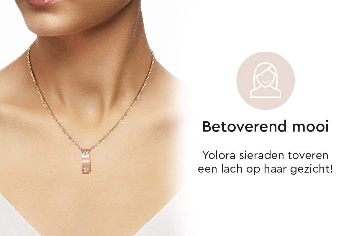 Yolora Collier femme avec pendentif - Cristaux Kalpa Camaka - couleur rose - plaqué or rose 18K - Collier femme or rose - Bijoux - Boîte cadeau de luxe - Boîte cadeau - Boîte cadeau exclusive - Bel emballage cadeau