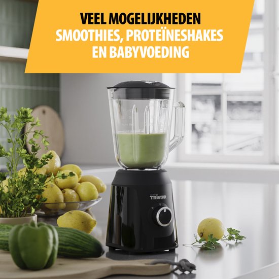 Mixeur Tristar 350 W - BL-4482 - 1 L - Mixeur à smoothies et broyeur à glace - Noir