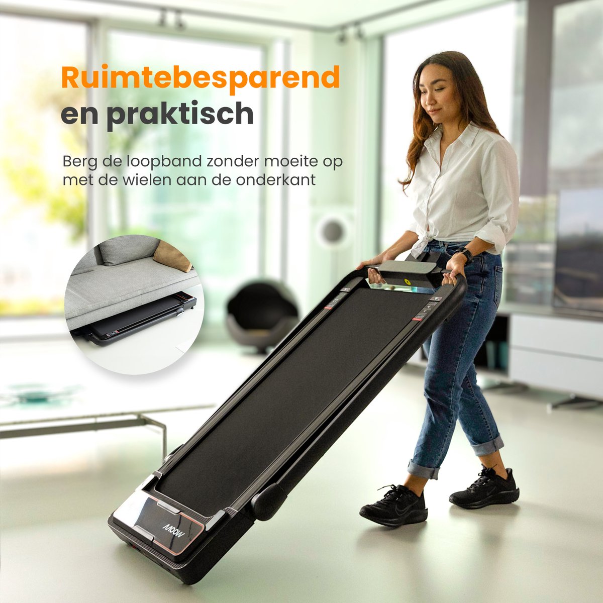 Moovv Tapis de course Smartstep Pro V3 - 1-12 km/h - pliable - pour la maison - 124 x 54 x 105 cm - noir
