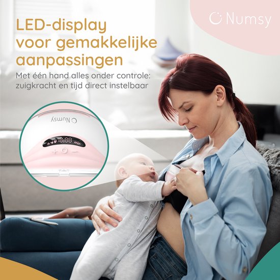 Numsy Tire-lait électrique double sans fil et mains libres - BPA-free - 1 pièce - avec sac de rangement - Nude Pink