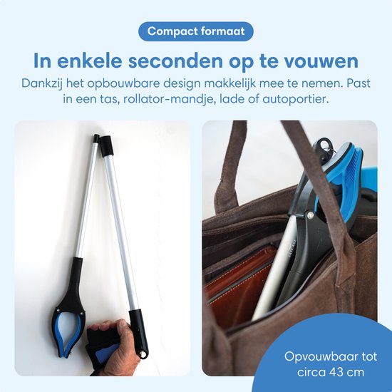 Pince Safe Age® pour personnes âgées – Pince à déchets – Extra longue 90 cm – Pliable – avec tête pivotante à 360° et aimant