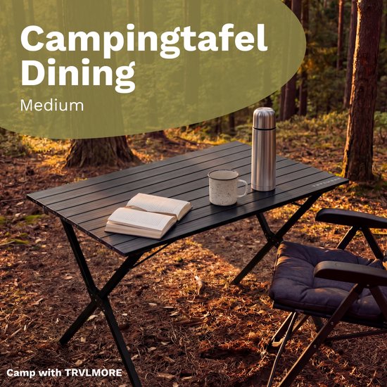 TRVLMORE Table de camping - 120x70x70cm - Légère avec structure en aluminium - Table pliante réglable - Table de camping - Table pliante - Noir