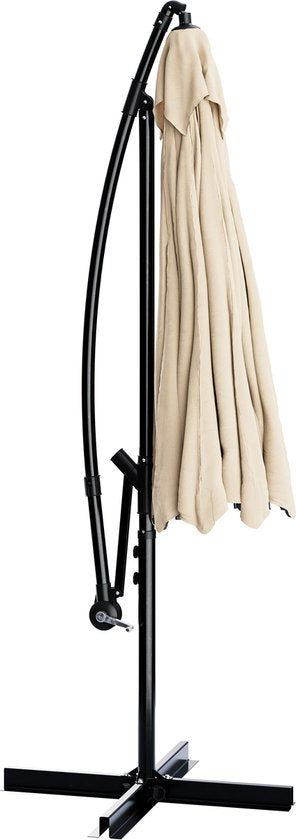 Parasol à bras articulé Tristar - 300 cm, rond - Jardin et balcon - Hauteur réglable - Pied en croix et housse de protection inclus - PA-7906 - Beige