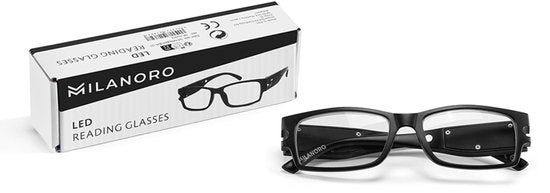 Milanoro - Lunettes de lecture pratiques avec lumières LED intégrées - Correction +2