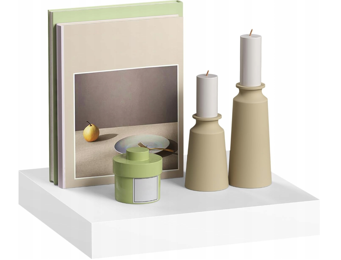 Esituro White Floating Wall Shelf MDF Gloss White 30 x 23 x 3.8 cm - Bibliothèque murale moderne