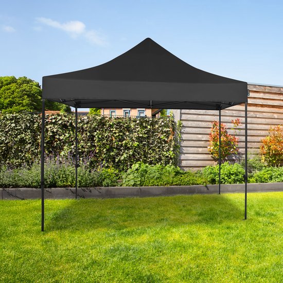 VONROC Party Tent - 3x3 m - Premium easy-up Party Tent - Modular Design - Pliable - Imperméable - Structure en acier - 50+ UV Protection - Sac de rangement inclus - Noir