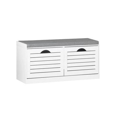 Armoire à chaussures SoBuy avec coussin d'assise - 2 volets - 94 x 30 x 47 cm - Blanc