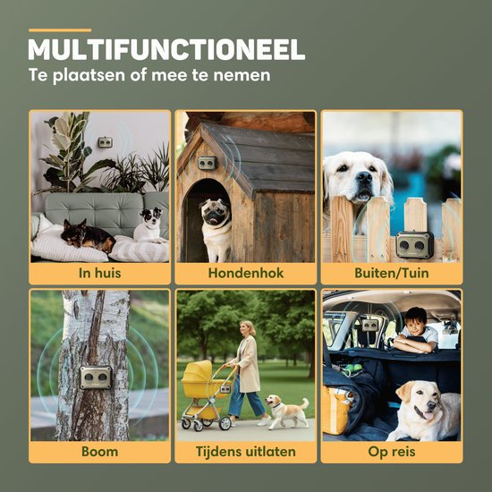 Vulpes Goods® Pets Anti Barking Device MINI PRO - Ultrasons - Rechargeable et fonctionnement automatique - Pour tous les chiens - Étanche - 2 haut-parleurs puissants - Pas de choc - Intérieur et extérieur