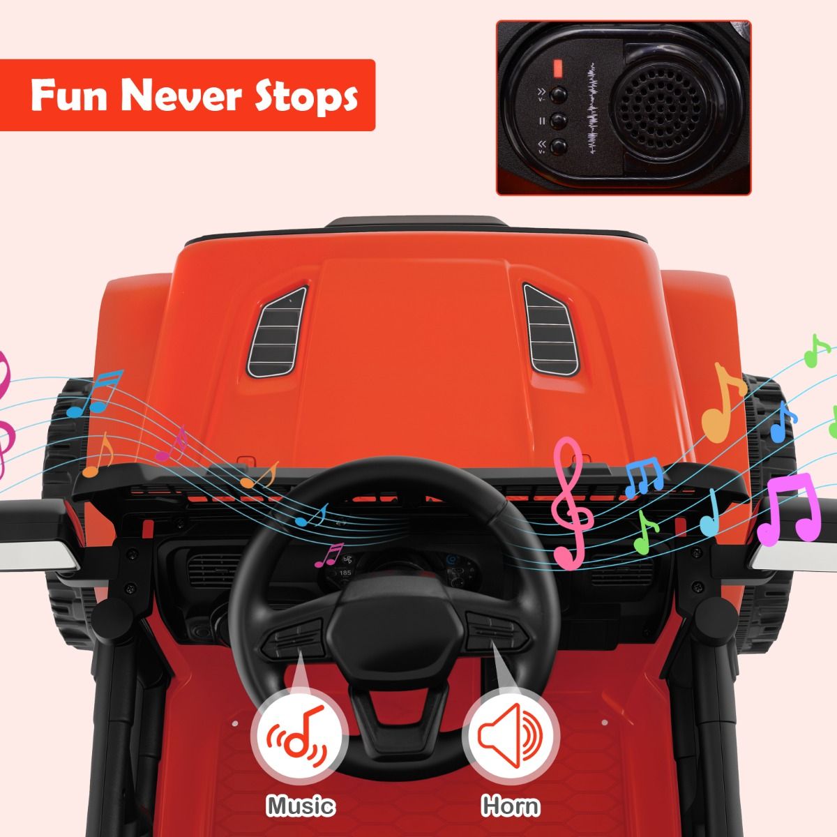 Voiture électrique pour enfants Coast - avec télécommande - musique et klaxon - rouge
