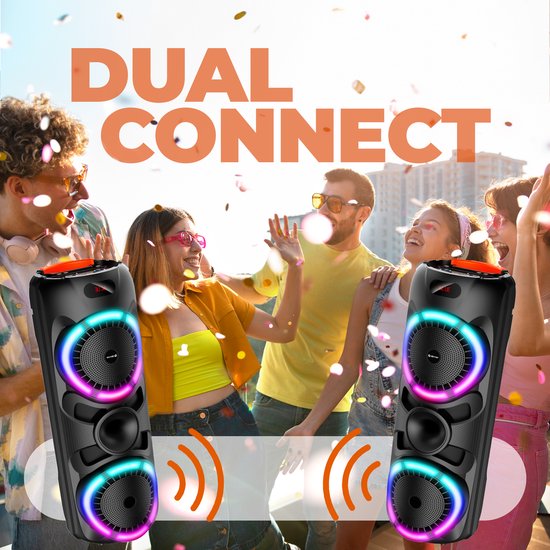 Denver Bluetooth Speaker Party box - Lumières disco - Party box - Microphone sans fil et télécommande inclus - BPS459