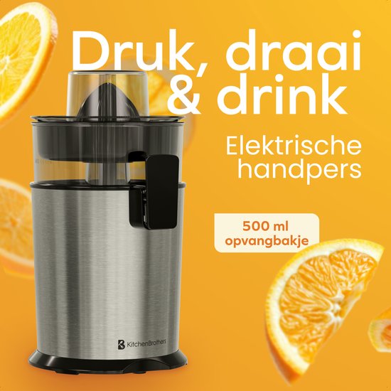 KitchenBrothers Presse-agrumes - Manuel - Avec bec verseur - 0.5L - acier inoxydable